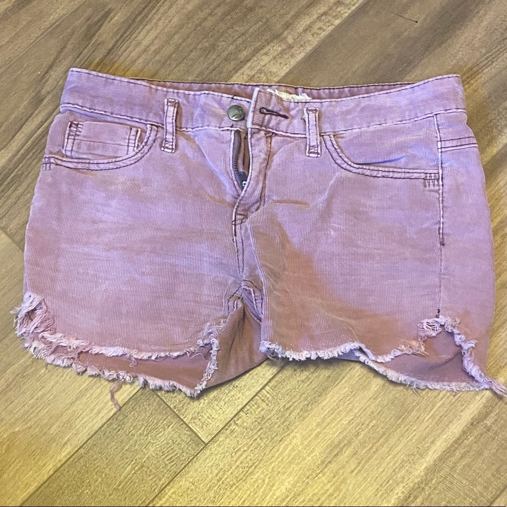 Distressed free people corduroy shorts 27